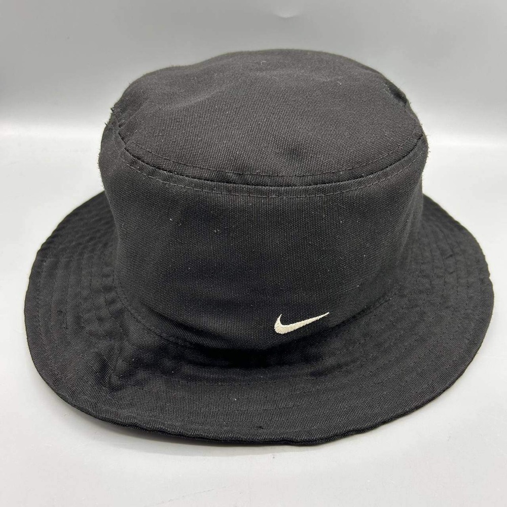 Nike Hat Men Medium-Large Black Embroidered Swoosh Bucket Cap M-L